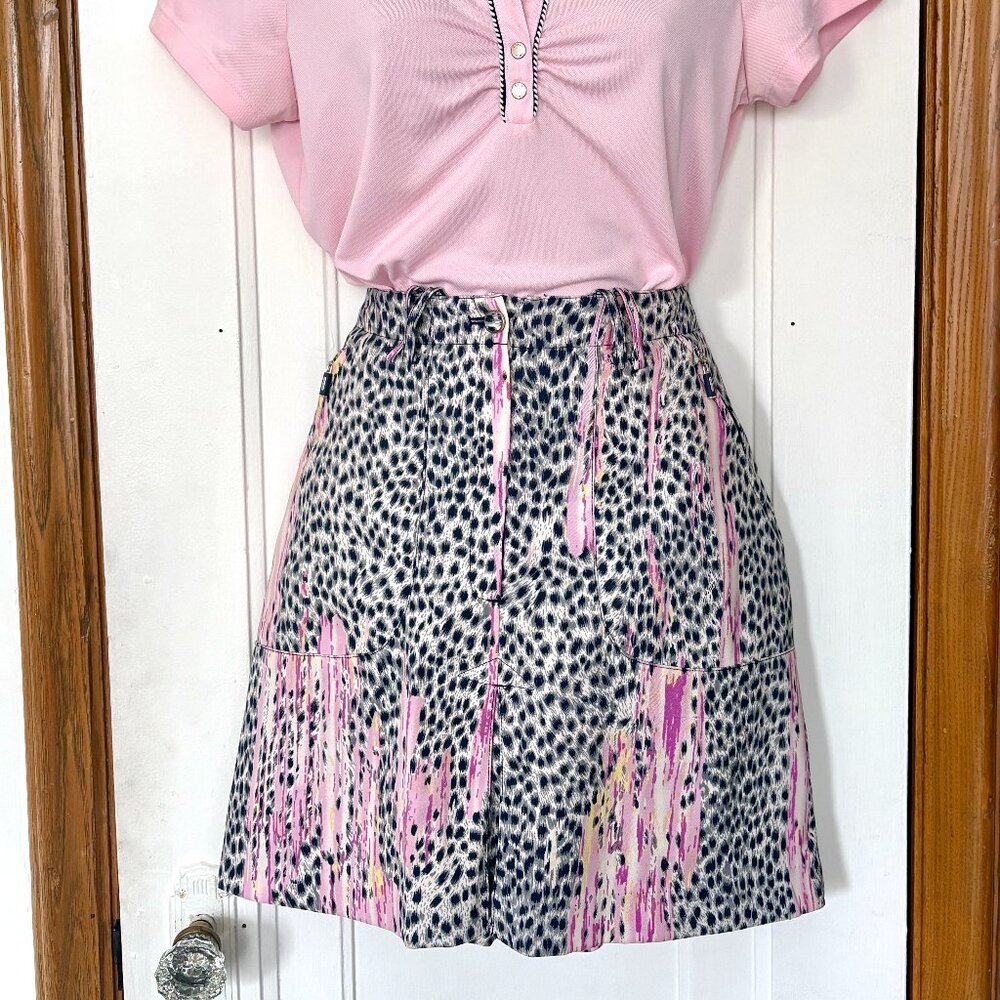 DKNY Golf Skirt | Pink & Black Animal Print | Golfing Gear Skort